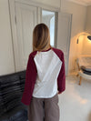 "Newport" bluse - Hvid/bordeaux