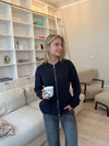 Kiranna kabelstrikket hættetrøje - Navy