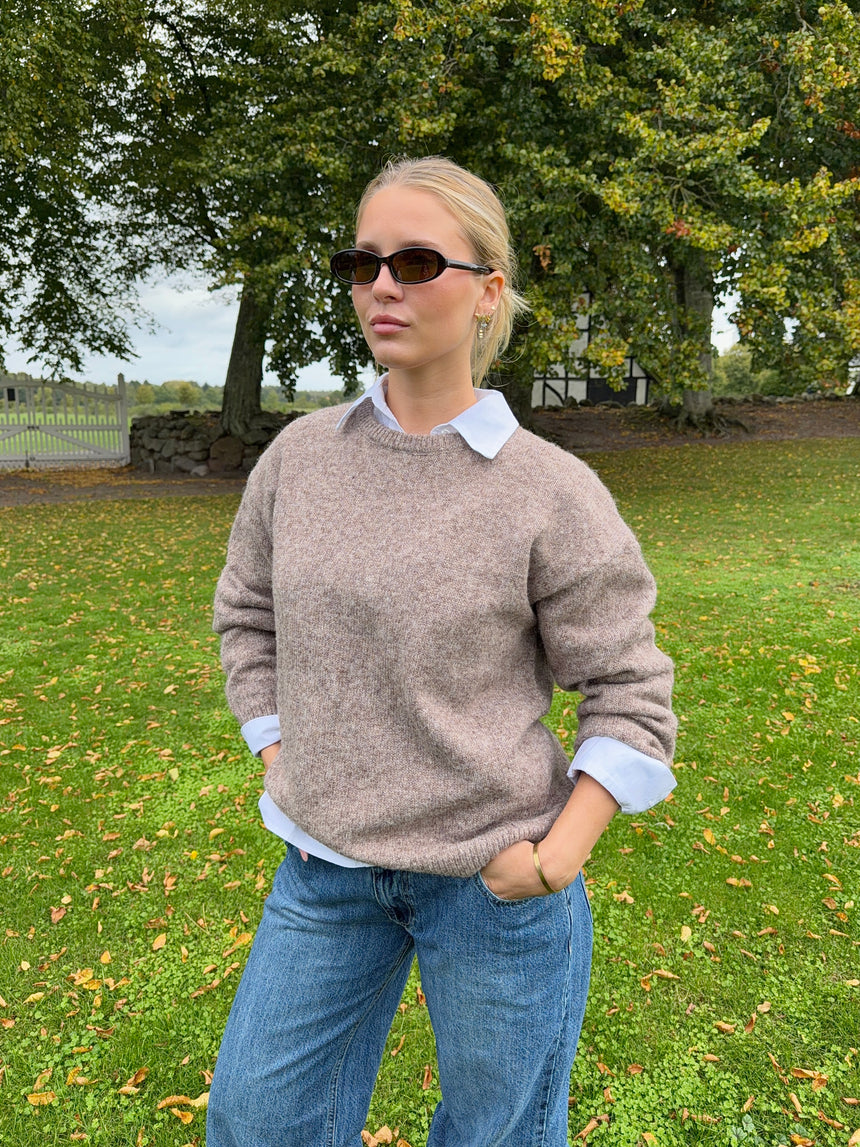 Orla strikbluse - Taupe