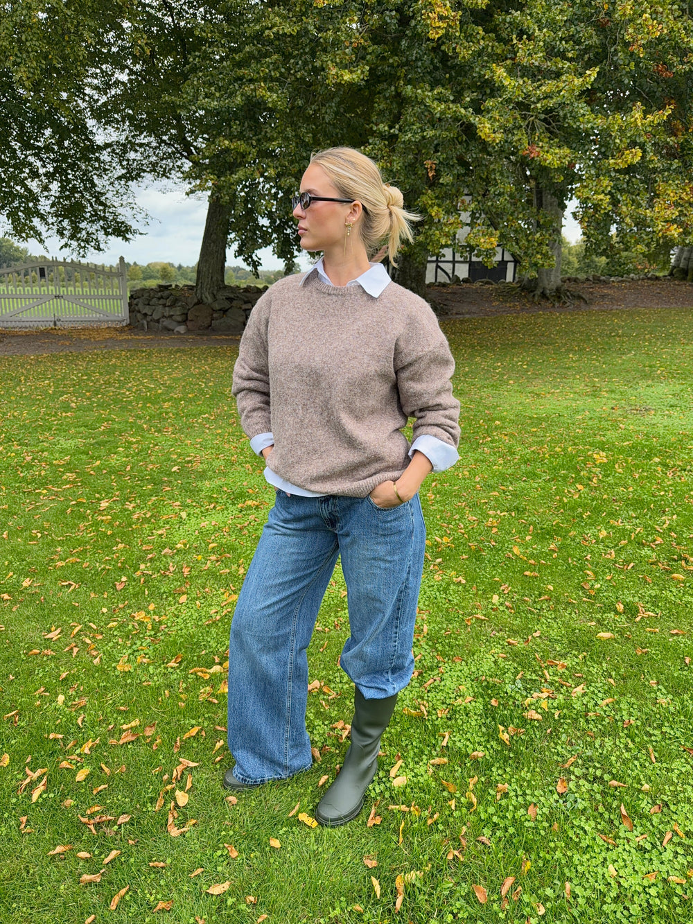 Orla strikbluse - Taupe