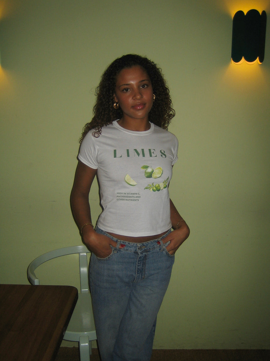 "Limes" baby tee - Hvid