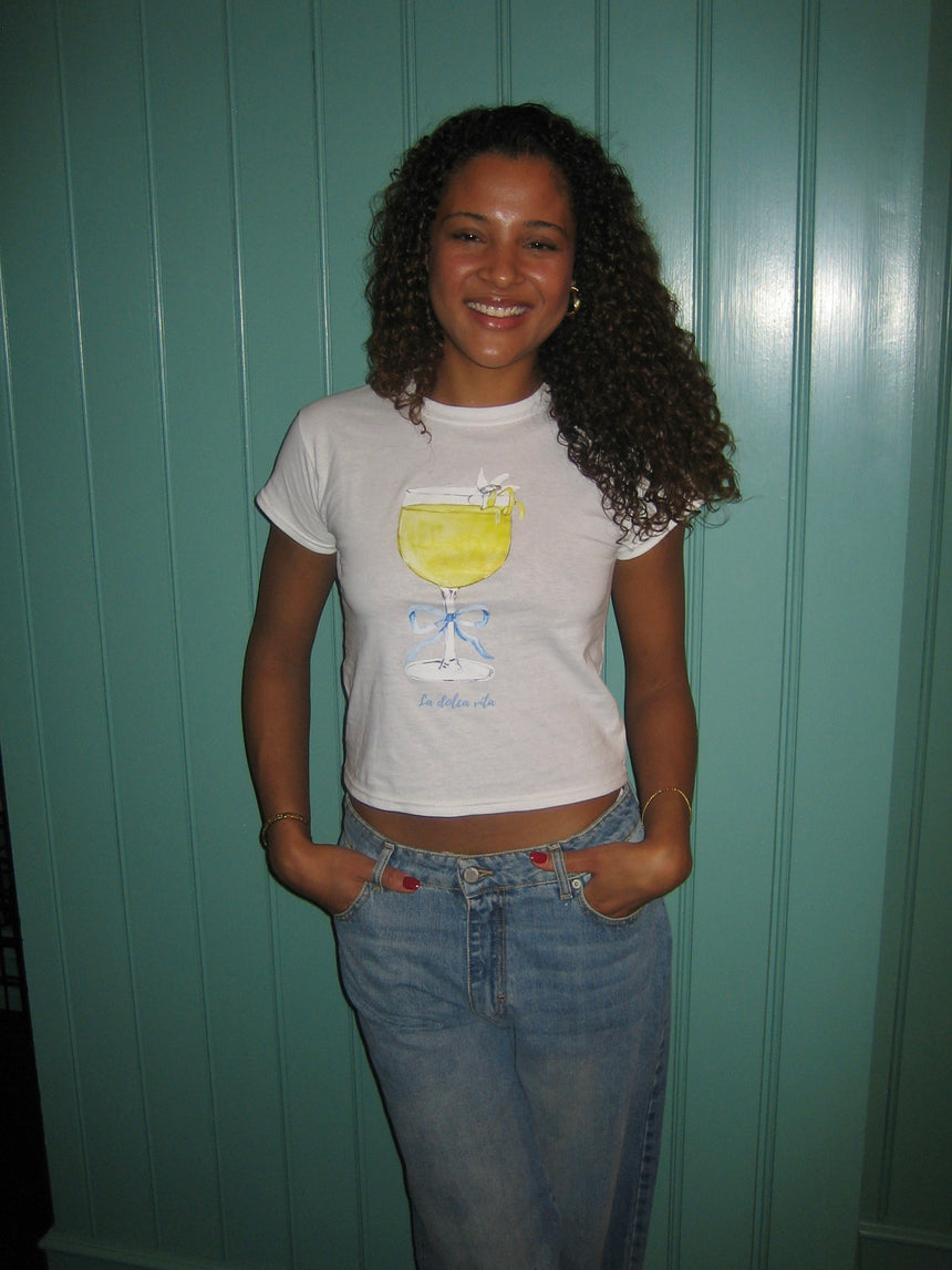 "La dolca vita" baby tee - Hvid