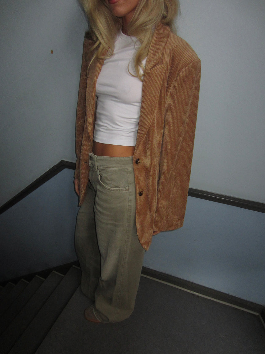 Lindsay fløjlsblazer - Kamel brun