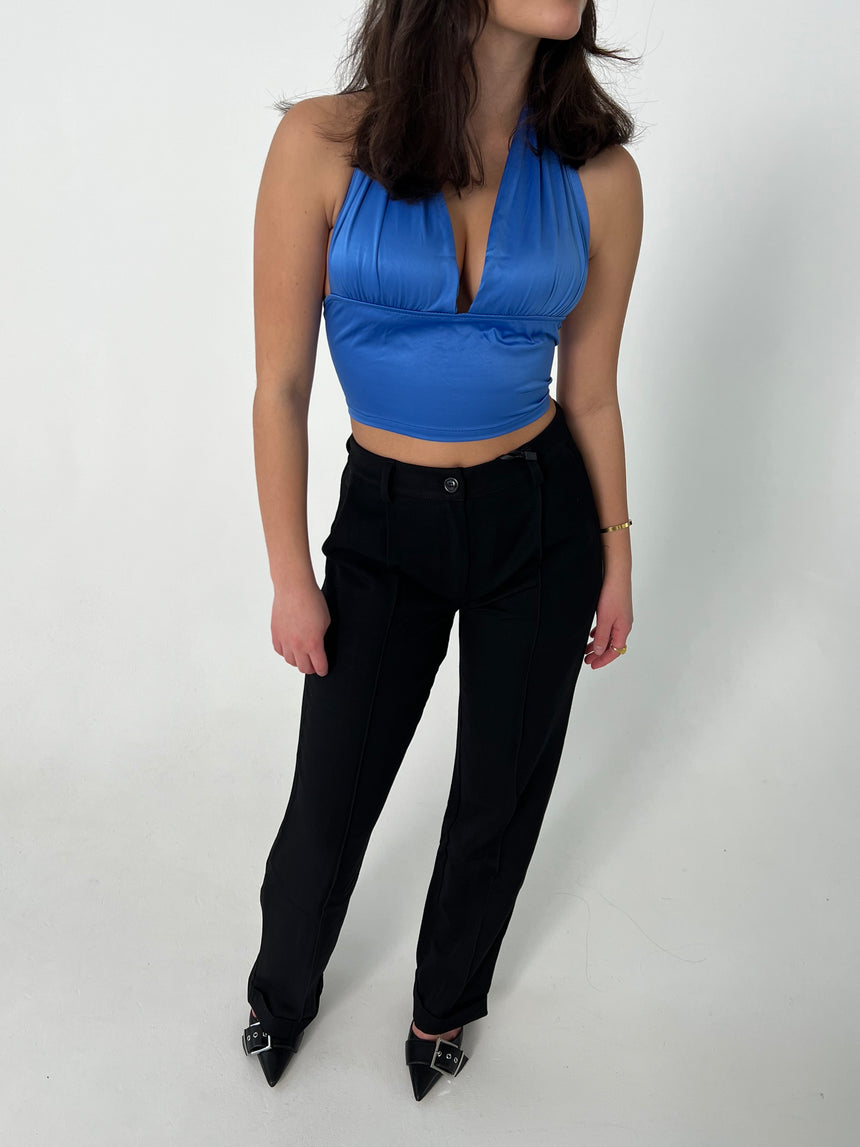 Melia satin top - Blå