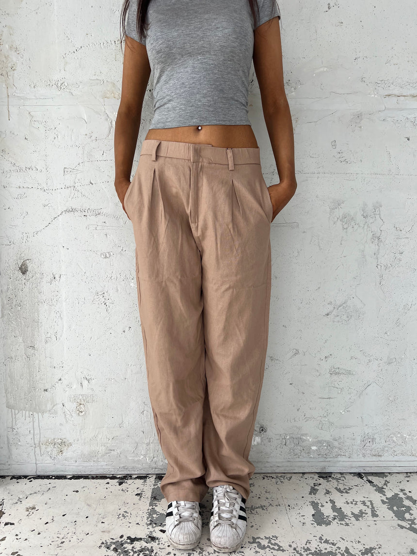 Lisette bukser i hørblanding - Beige