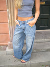 Alaia lavtaljet jeans med lyn detalje - Lys denim