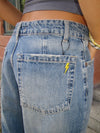 Alaia lavtaljet jeans med lyn detalje - Lys denim