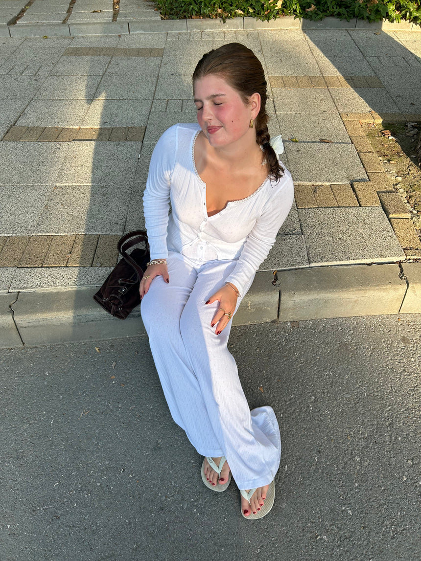 Kaya pointelle bluse - Hvid