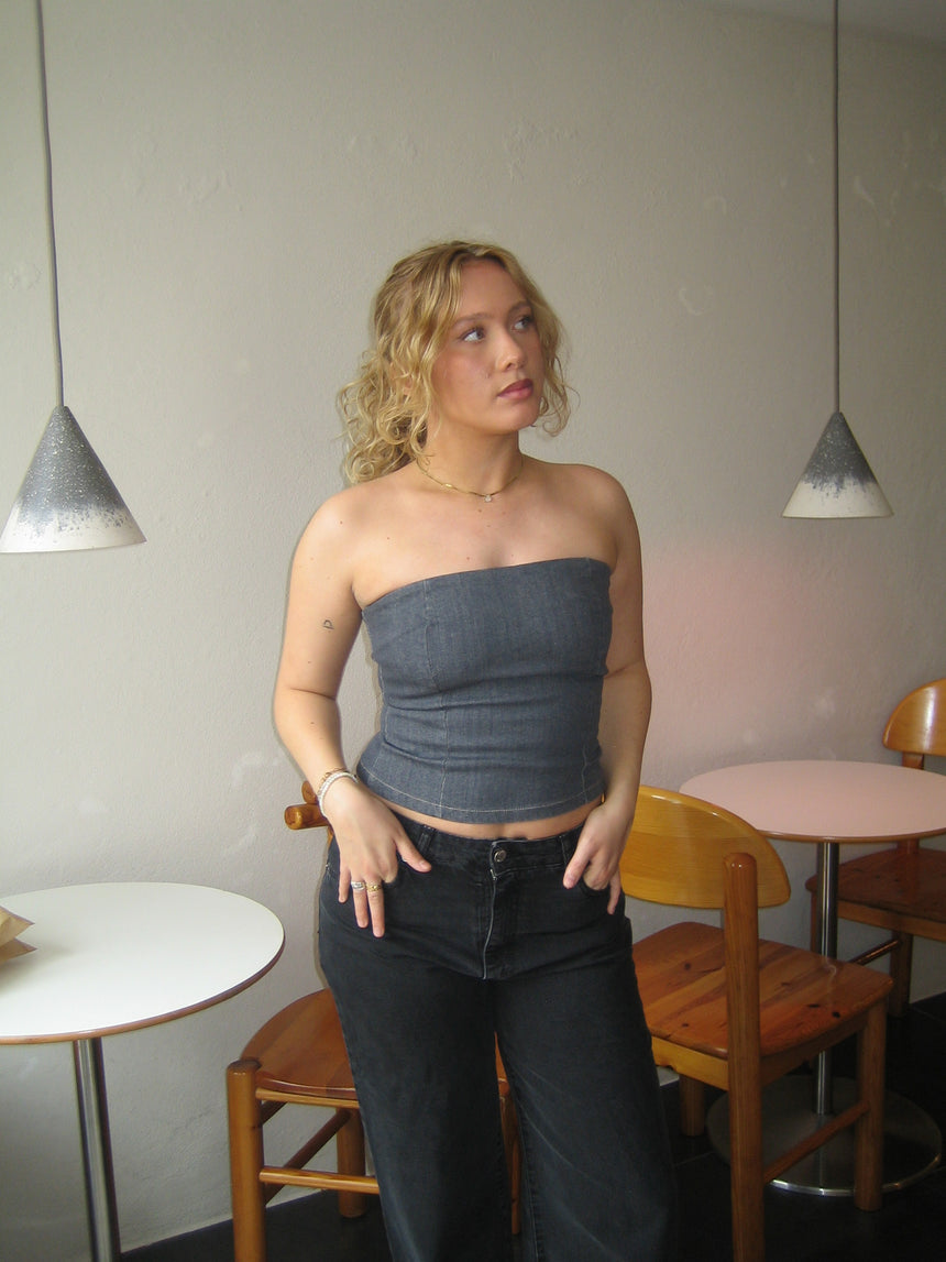 Malina denim top - Mørkegrå