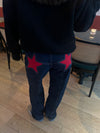 Star jeans med rød stjerne - Mørk denim