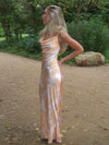 Charline satin kjole - Hvid/orange