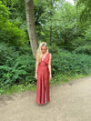 Marielle kjole med blomster - Sort/rød