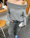 Elinor off shoulder strik - Grå
