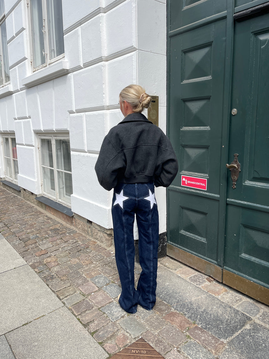 Star jeans med hvide stjerner - Mørk denim
