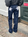 Star jeans med hvide stjerner - Mørk denim