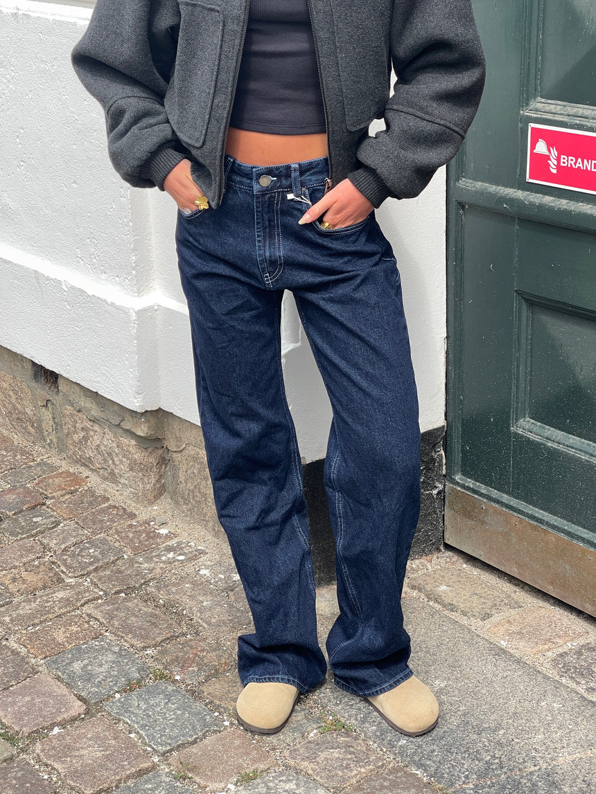 Star jeans med hvide stjerner - Mørk denim