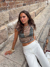 Mesha t-shirt med zebraprint - Kaki/hvid
