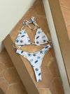 Martina bikini med mønster - Hvid/blå
