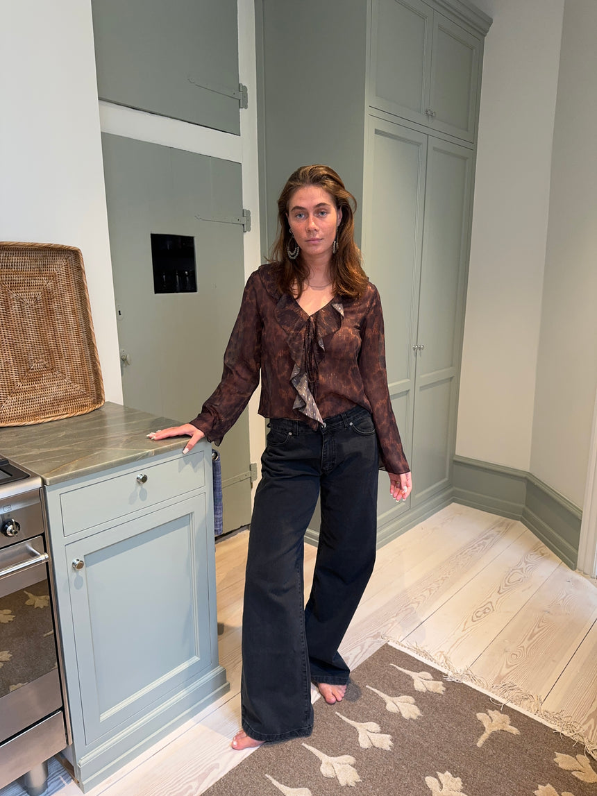 Marianne langærmet bluse - Leopard