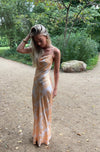 Charline satin kjole - Hvid/orange