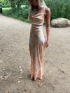 Charline satin kjole - Hvid/orange