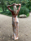 Charline satin kjole - Hvid/orange