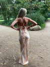 Charline satin kjole - Hvid/orange