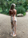 Charline satin kjole - Hvid/orange