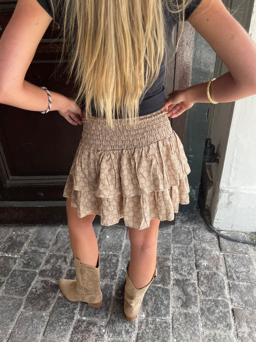 Stockholm nederdel - Beige med print