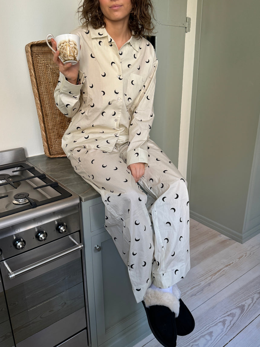 Kyla pyjamasbukser med halvmåner - Beige
