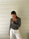 Ariella square neck bluse - Mørkegrøn