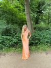 Fenya satin kjole - Koral orange
