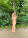 Fenya satin kjole - Koral orange