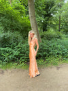 Fenya satin kjole - Koral orange
