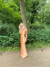 Fenya satin kjole - Koral orange