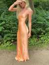 Fenya satin kjole - Koral orange