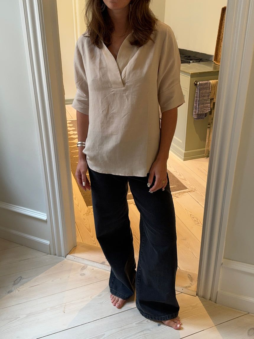Ria skjorte i hørblanding - Beige