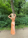 Fenya satin kjole - Koral orange