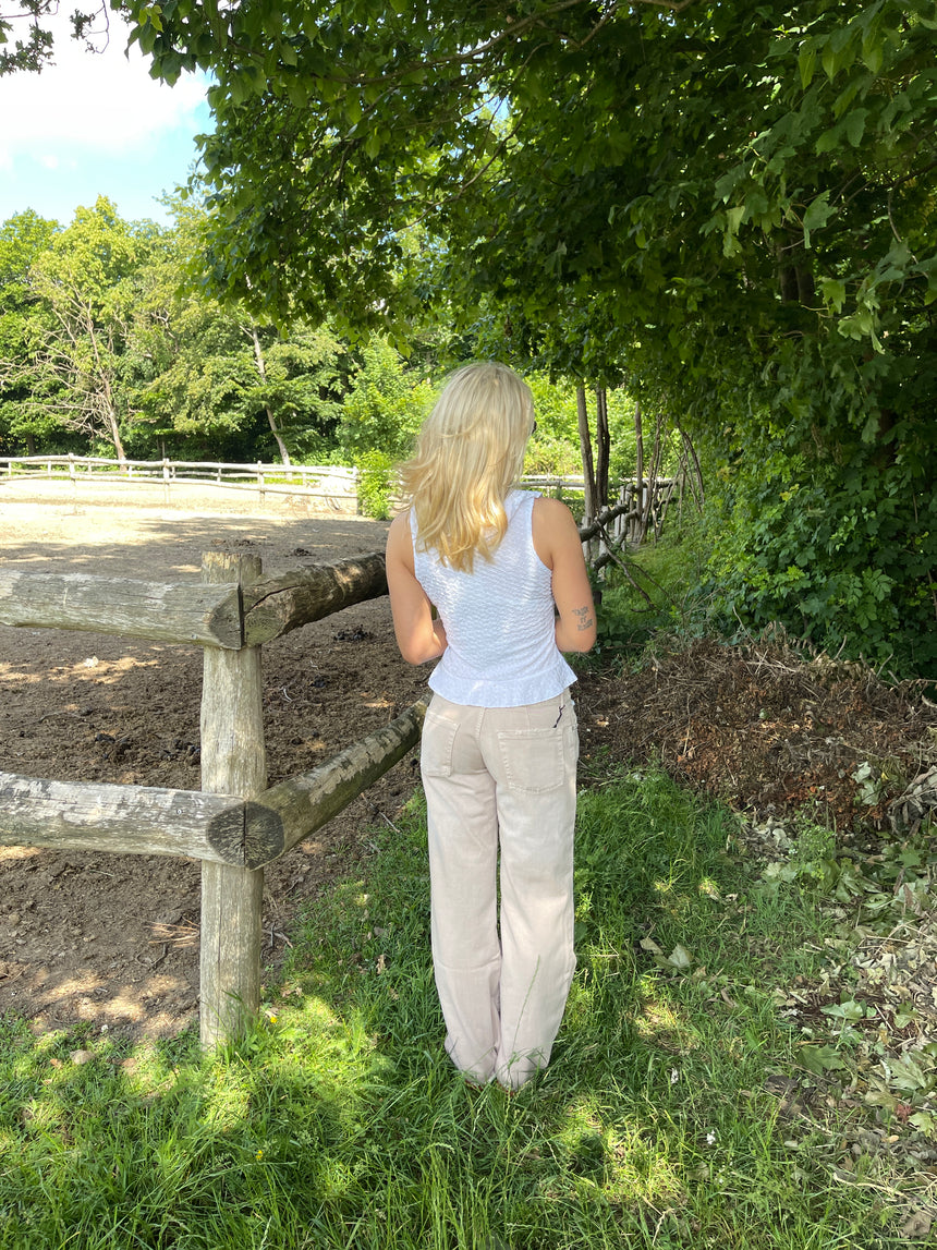 Tuva lavtaljede jeans - Beige