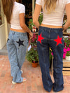 Star jeans med rød stjerne - Mørk denim