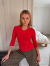 Tovina bluse med trekvartærmer - Rød