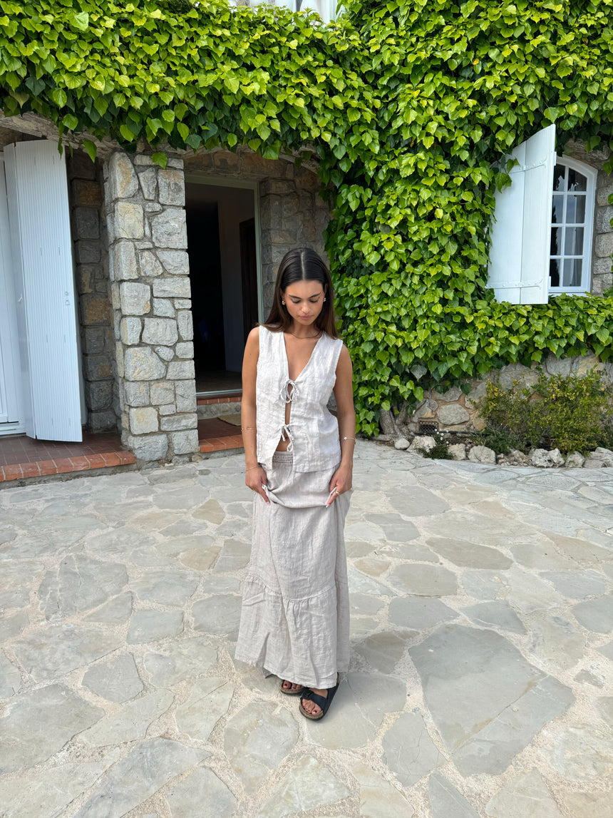 Anouska hør top - Beige