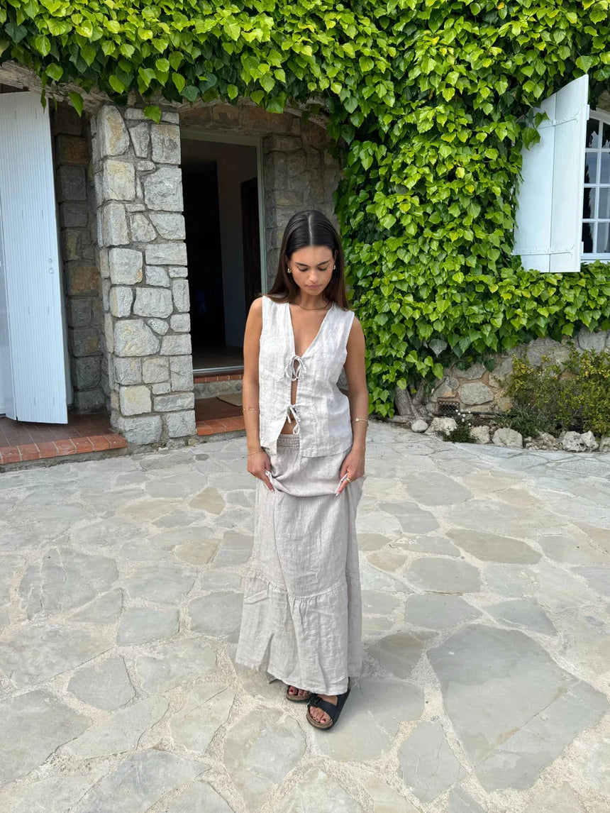 Nathalia nederdel i hør - beige