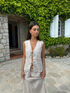 Anouska hør top - Beige
