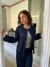 Callie satin cardigan - Navy