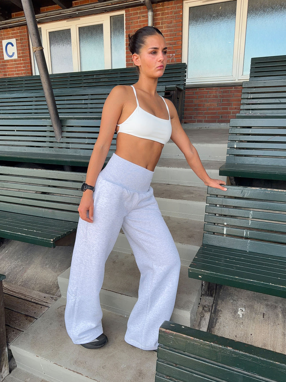 Juno sweatpants med foldbar talje - Grå