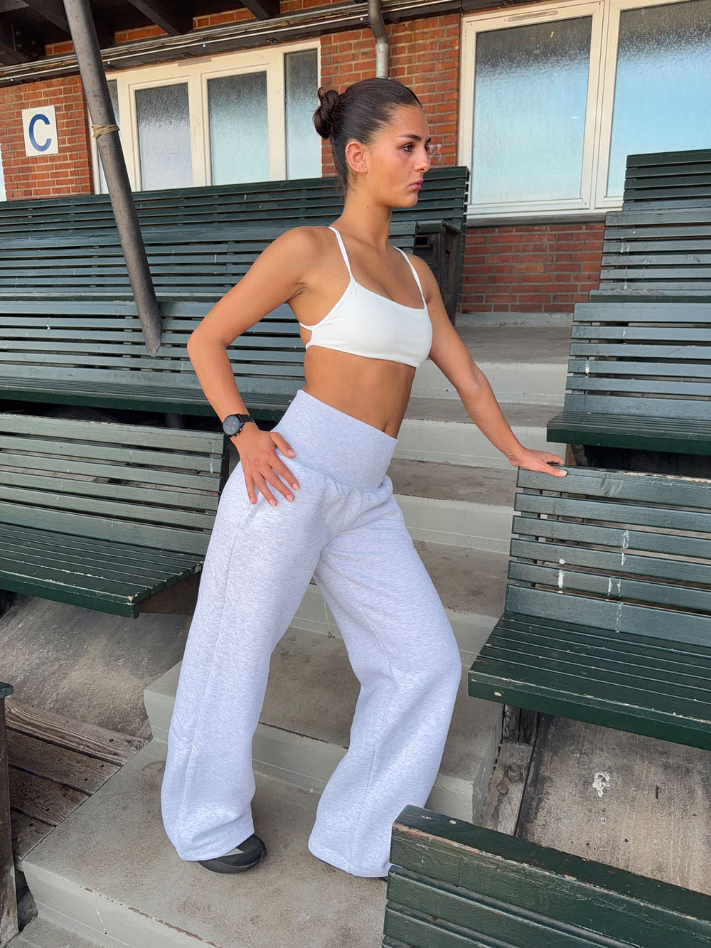 Juno sweatpants med foldbar talje - Grå