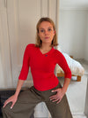 Tovina bluse med trekvartærmer - Rød