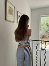 Manya tube top med striber - Sort/hvid