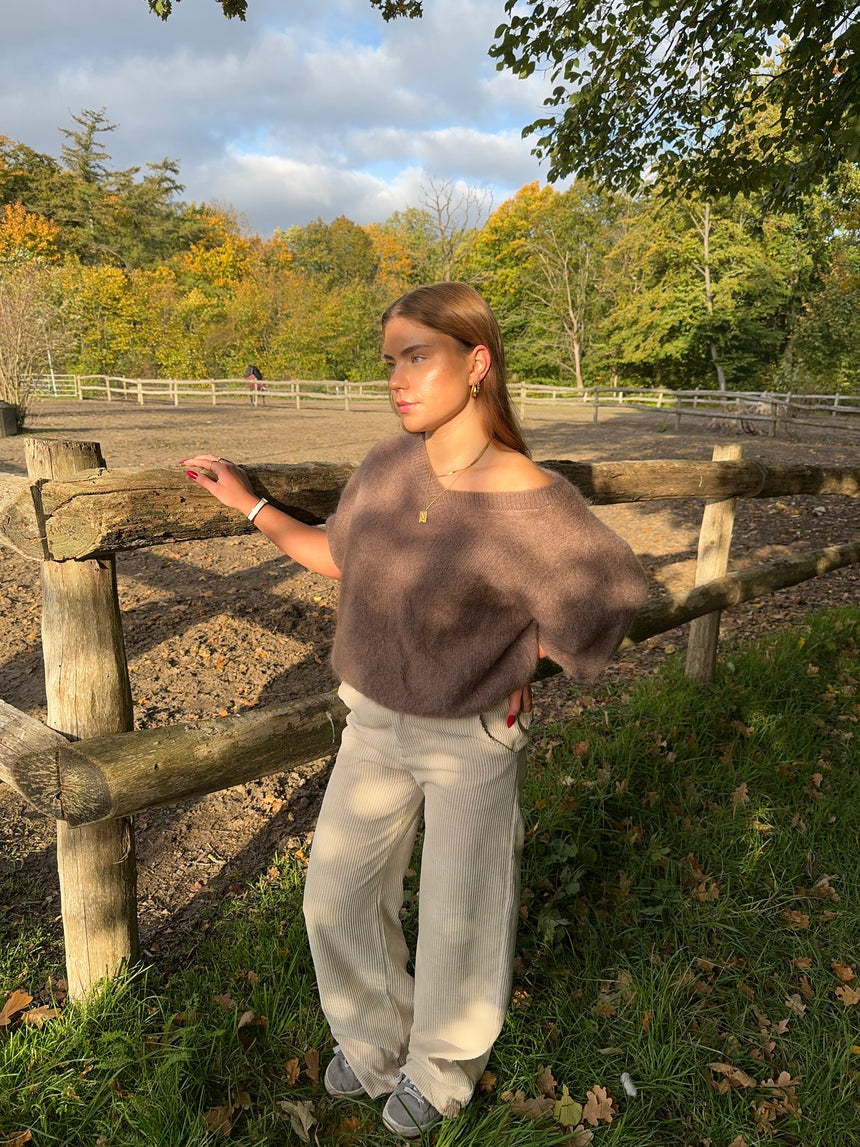 Rancy strikket mohair t-shirt - Brun